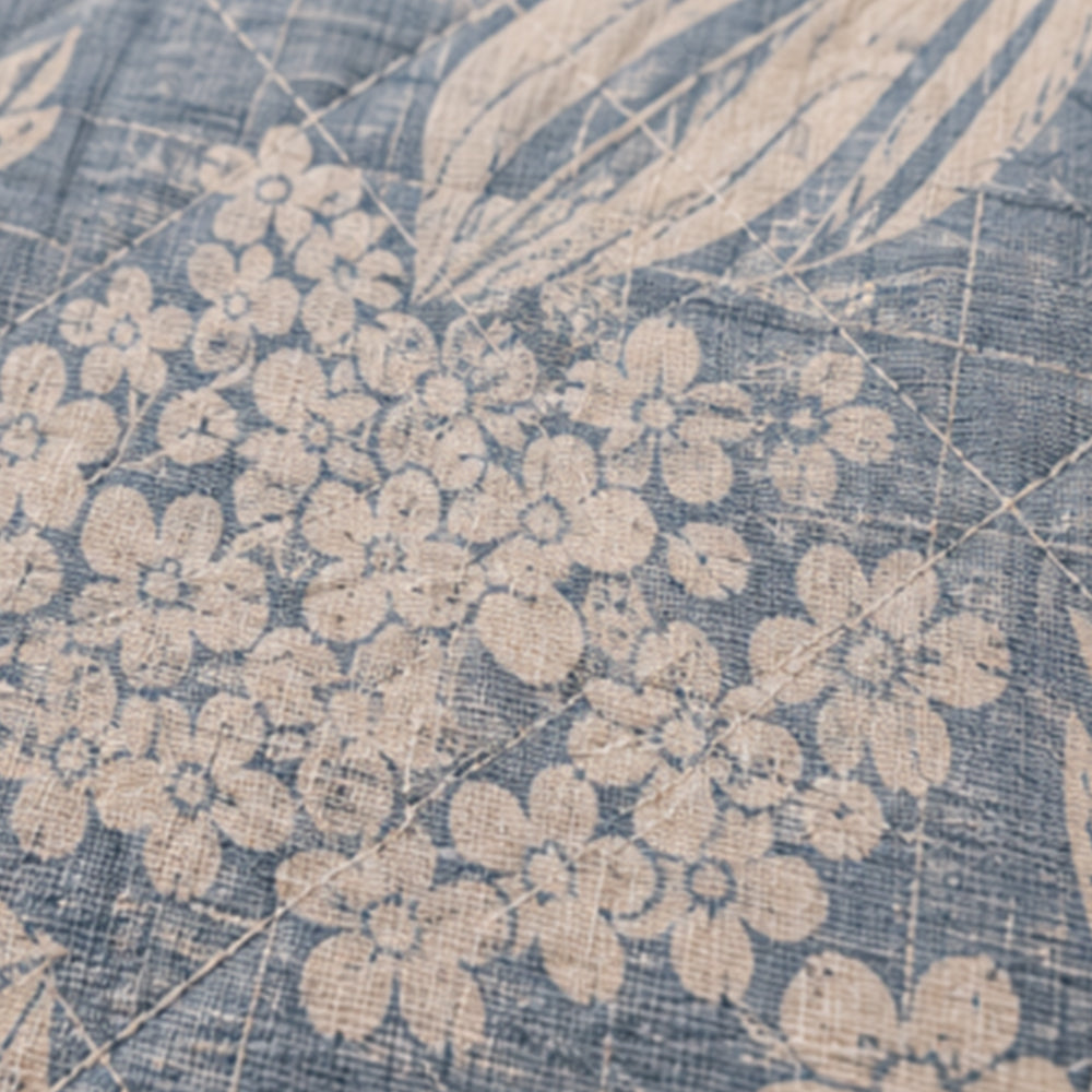 Slate Palm Frond Linen Cotton Dohar