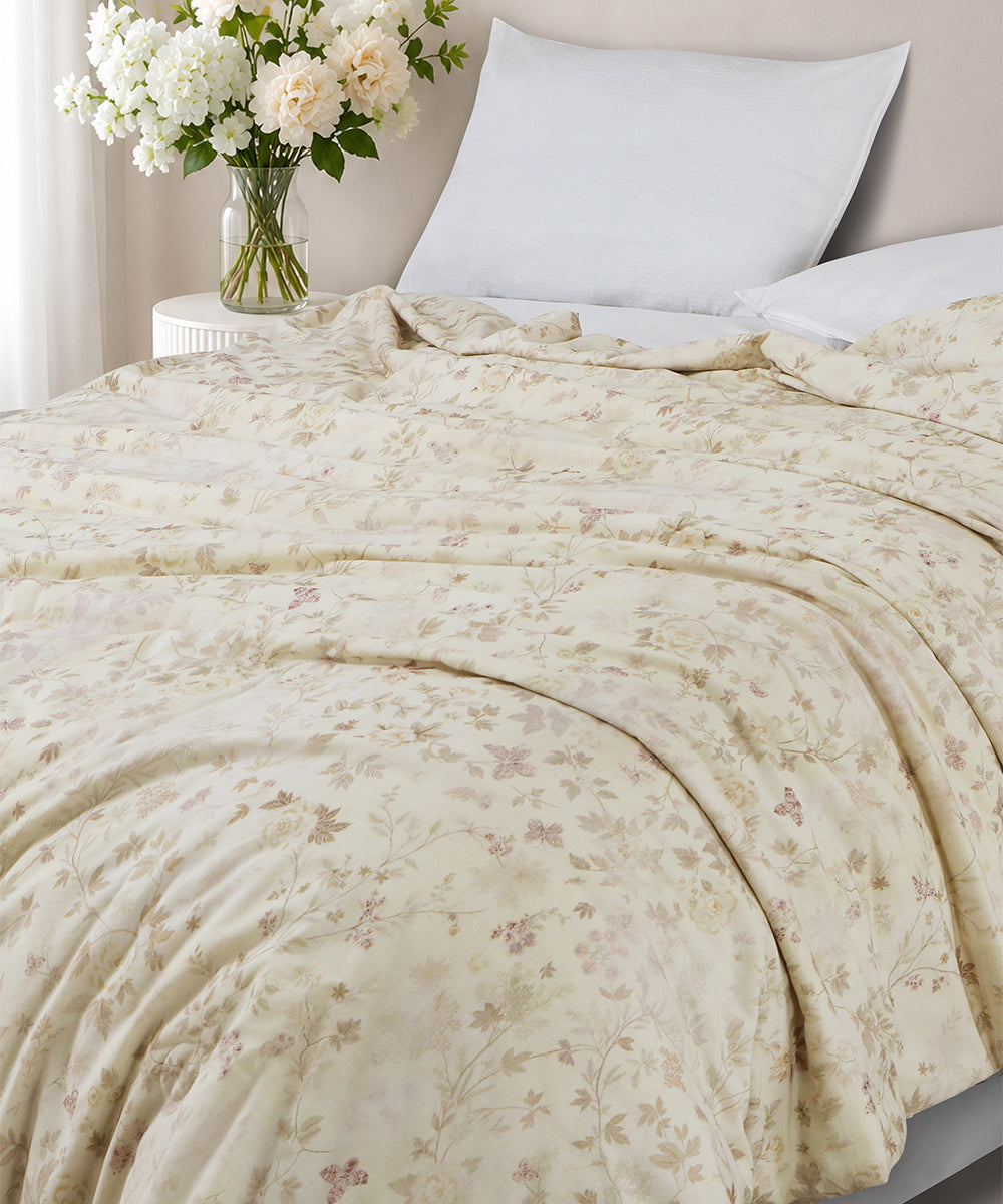 Linen Cotton Dohar – Ivory Meadow