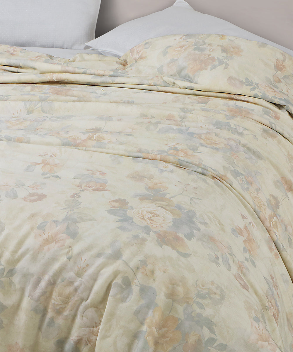 Linen Cotton Dohar – Ivory Blossom