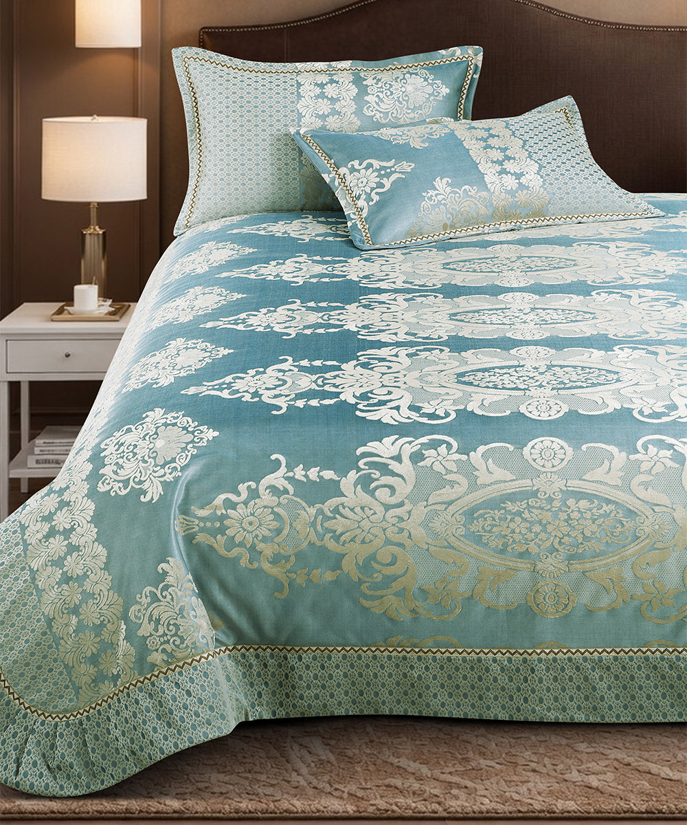 Aurelia Aqua Sage Lace Bedcover