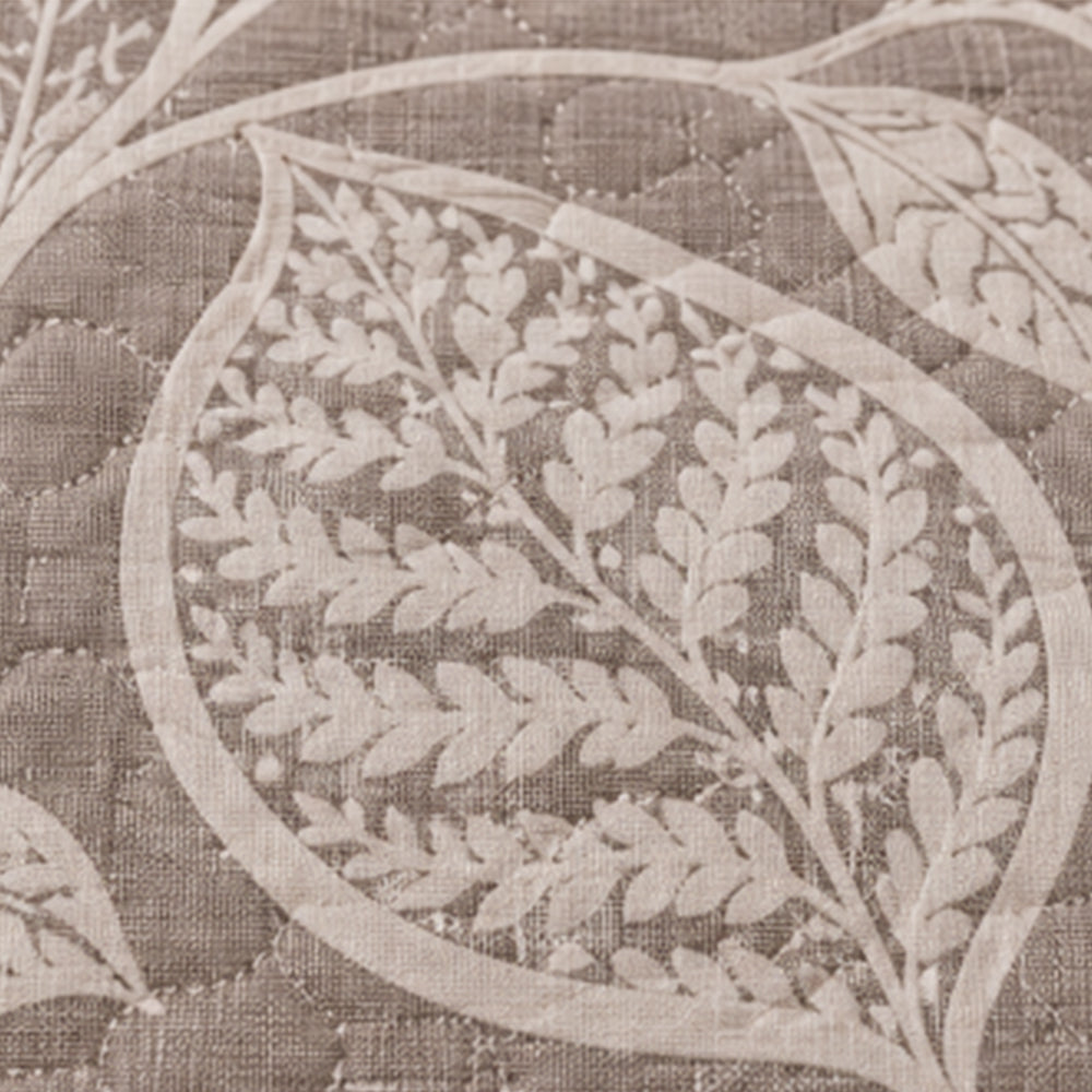 Taupe Botanical Leaf Linen Cotton Dohar