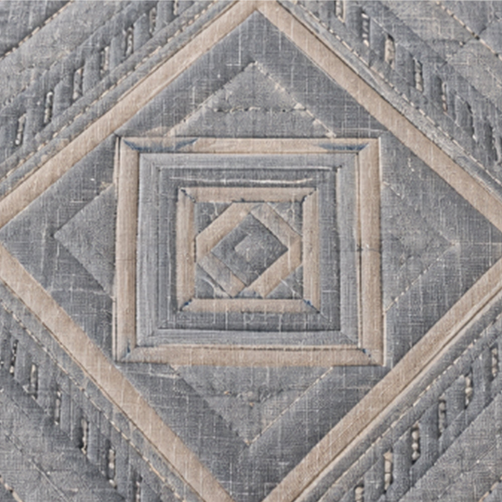 Slate Concentric Diamond Linen Cotton Dohar