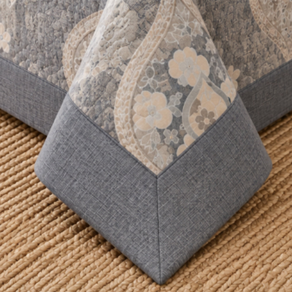 Slate Ogee Medallion Linen Cotton Dohar