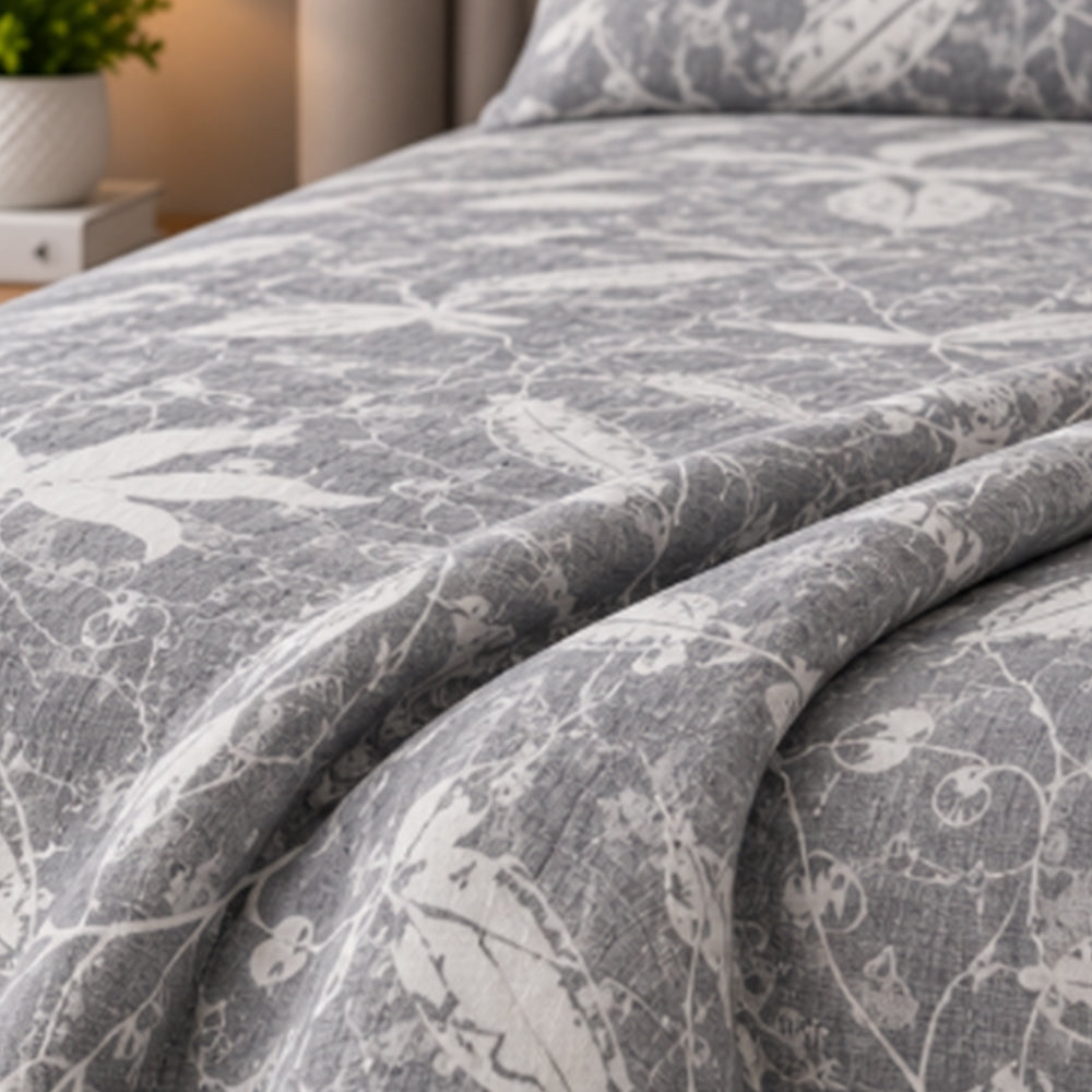 Slate Star Magnolia Linen Cotton Dohar
