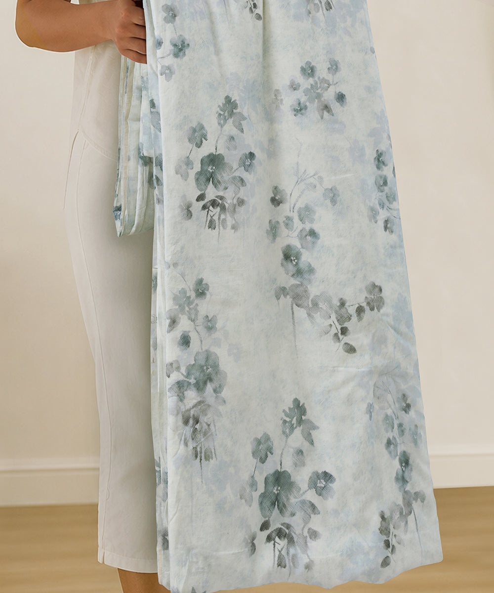 Linen Cotton Dohar – Misty Bloom