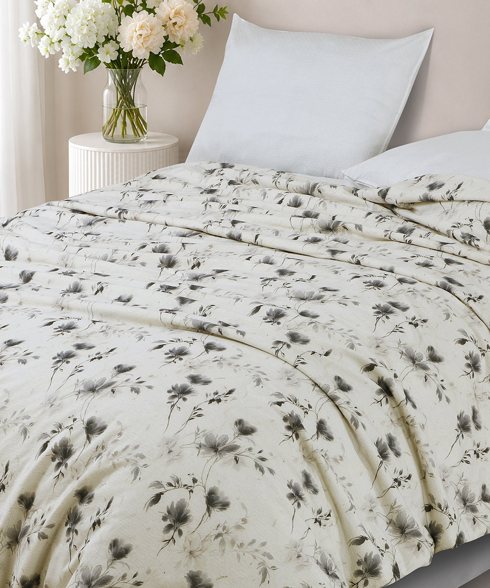 Linen Cotton Dohar – Charcoal Blossom