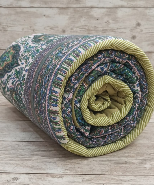 Saffron Dohar – Forest Bloom | Reversible All-Weather Dohar