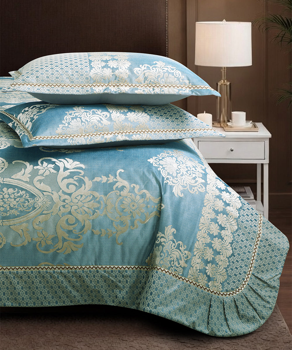 Aurelia Aqua Sage Lace Bedcover