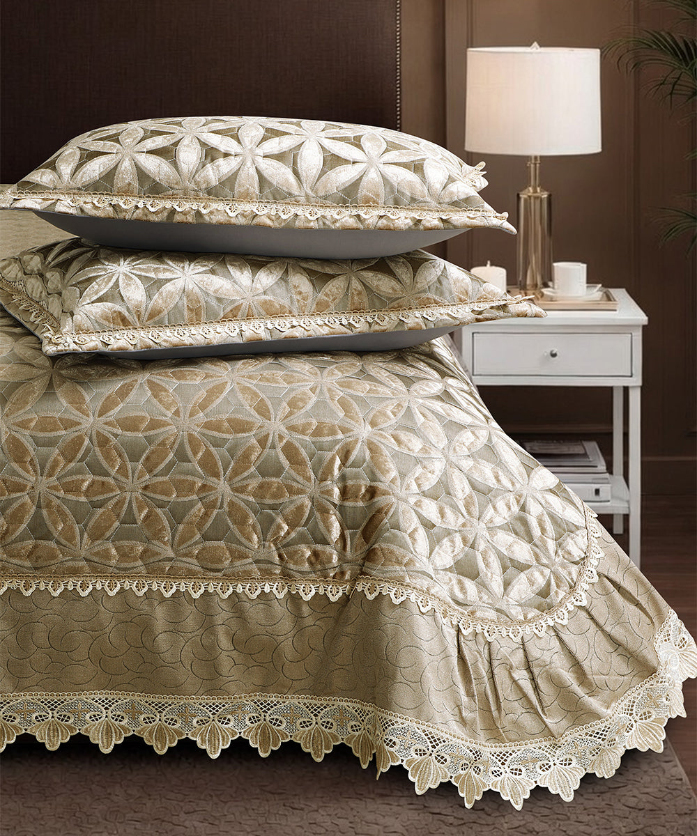 Aurelia Antique Gold Beige Bedcover