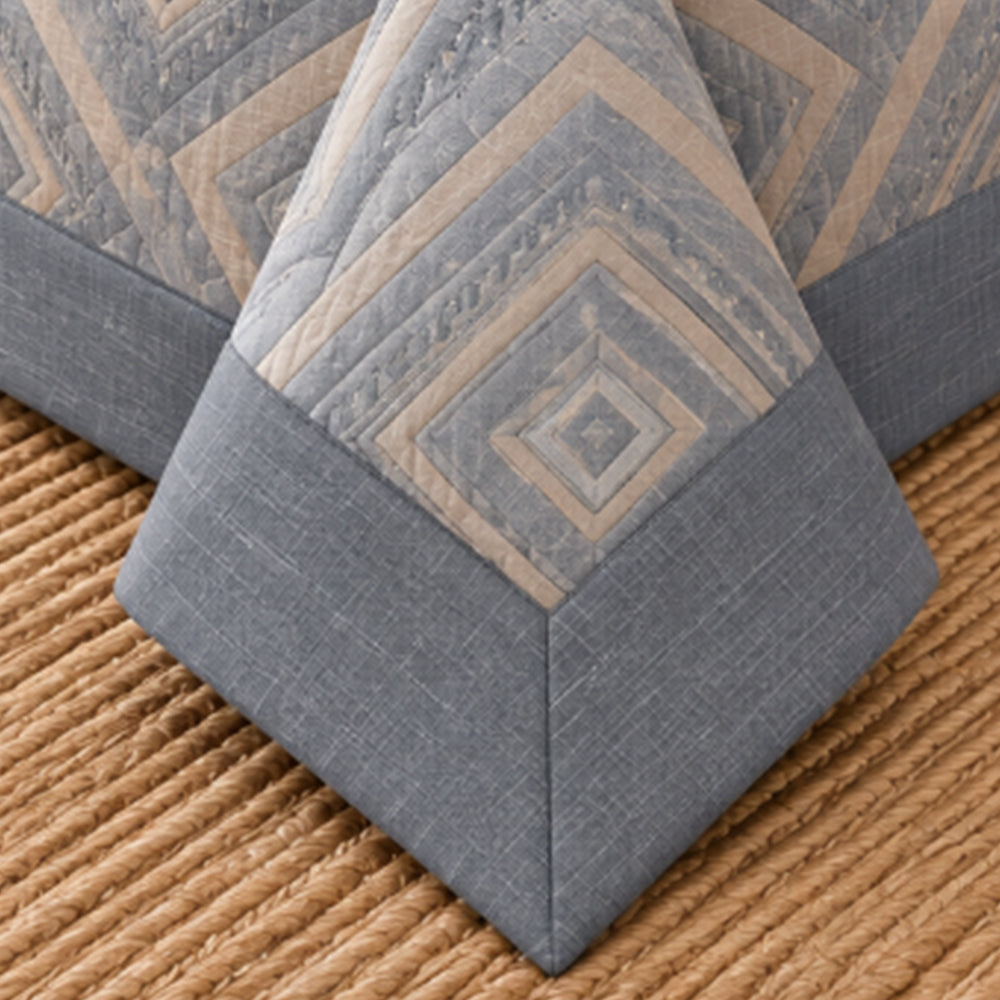 Slate Concentric Diamond Linen Cotton Dohar