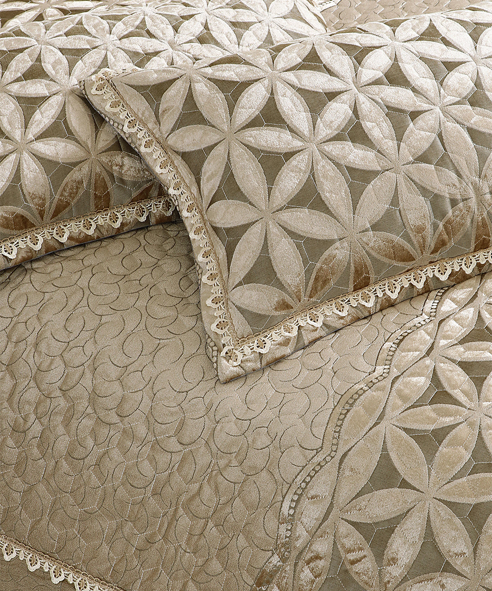 Aurelia Antique Gold Beige Bedcover