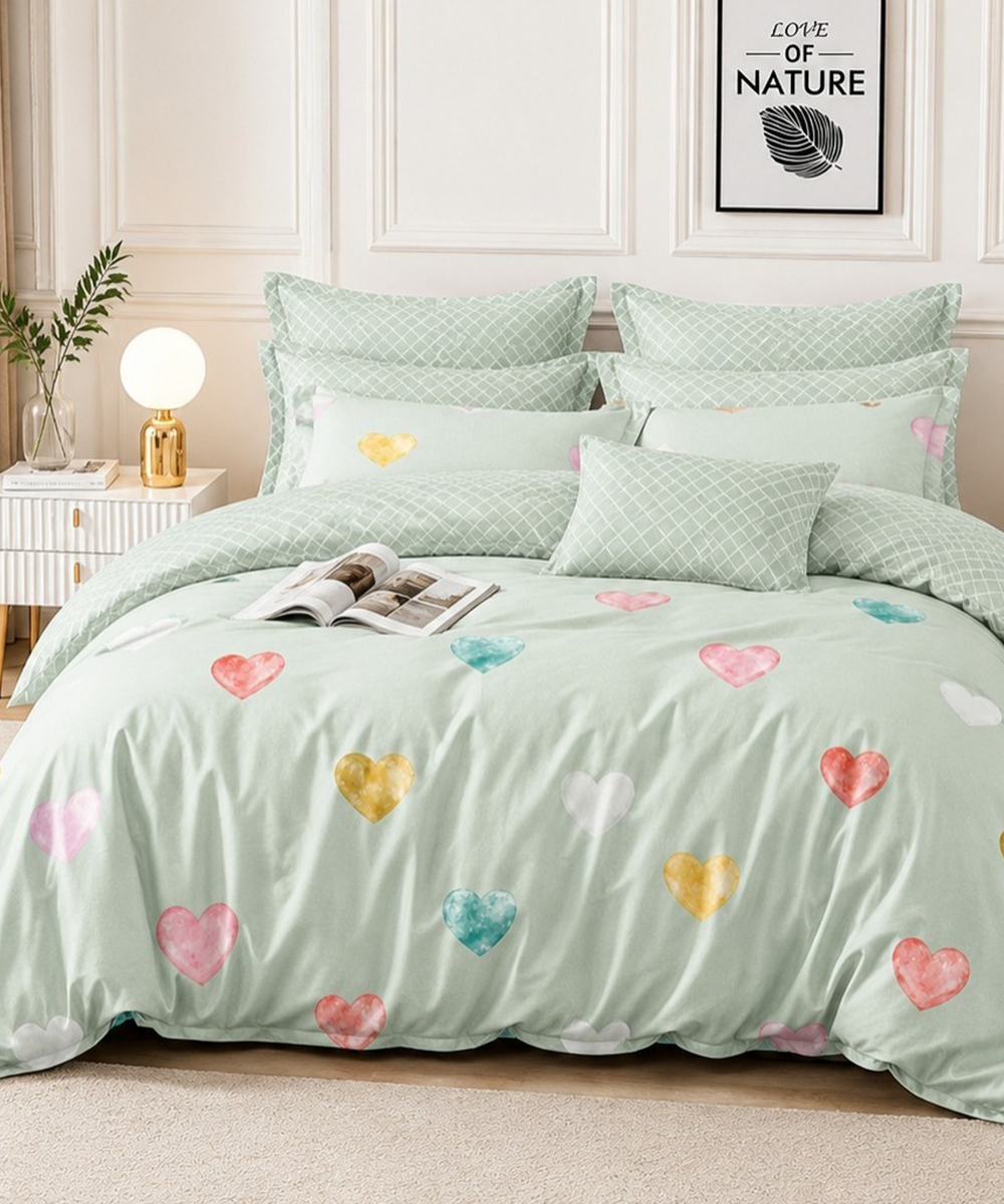 Moon Drape Quilt Bedding Set (4 Pcs) – Mint Hearts